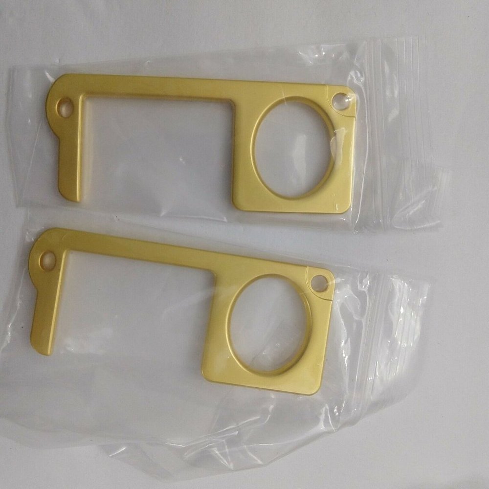 Hygenic Brass Door Keychain Door Opener Button Pusher sanitary clean germ free 2